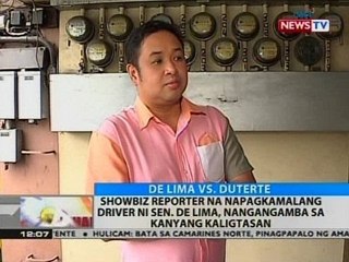 BT: Showbiz reporter na napagkamalang driver ni Sen. De Lima, nangangamba sa kanyang kaligtasan