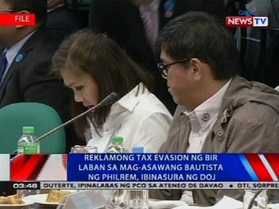 Reklamong tax evasion ng BIR laban sa mag-asawang Bautista ng Philrem, ibinasura ng DOJ