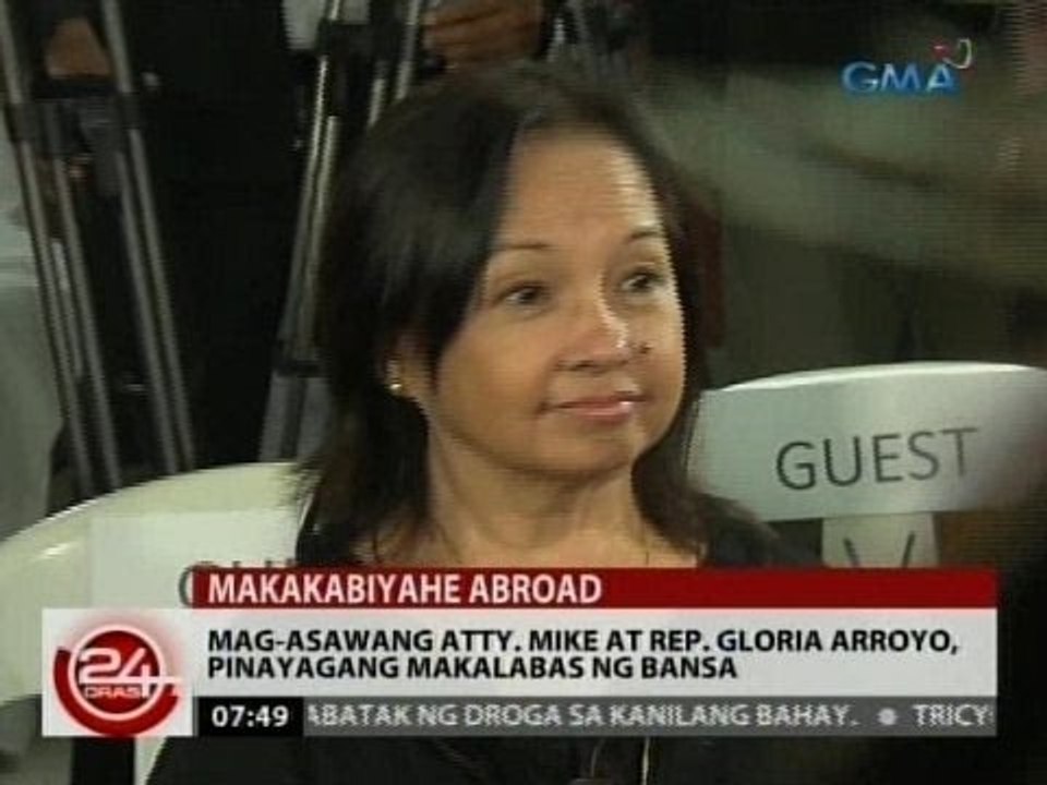 24 Oras: Mag-asawang Atty. Mike at Rep. Gloria Arroyo, pinayagang makalabas ng bansa