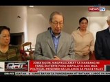 Joma Sison, nagpasalamat sa hakbang ni Pang Duterte para mapalaya ang mga political prisoner