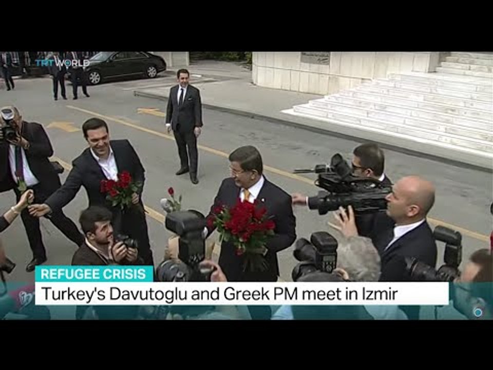 Turkey's Davutoglu and Greek PM meet in Izmir on refugee crisis, Sally Ayhan reports