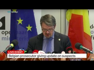 Belgian prosecutor Frederic Van Leeuw speaks on press conference, giving update on suspects