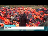Refugees help recycling of jackets and dinghies, Sally Ayhan reports