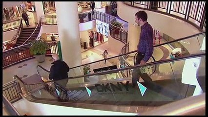 Blind Man Escalator Fail