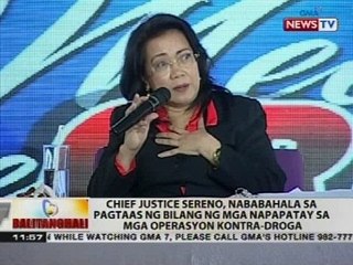 CJ Sereno, nababahala sa pagtaas ng bilang ng mga napapatay sa mga operasyon kontra-droga