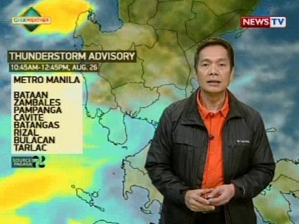 BT: Weather update as of 12:04 p.m. (August 26, 2016) - video Dailymotion