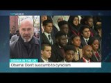 Obama addresses students in London, Simon McGregor-Wood reports