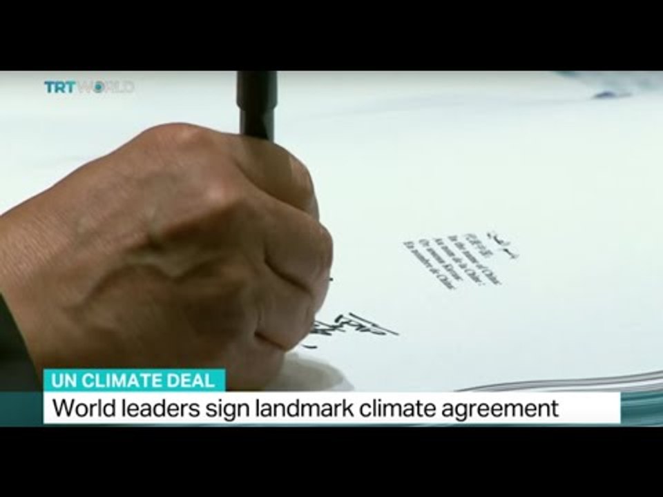 World leaders sign landmark climate agreement, Kilmeny Duchardt reports