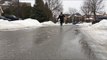Man Skates on Frozen Toronto Street