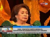 Omb. Conchita Carpio-Morales, ginawaran ng Ramon Magsaysay Awards