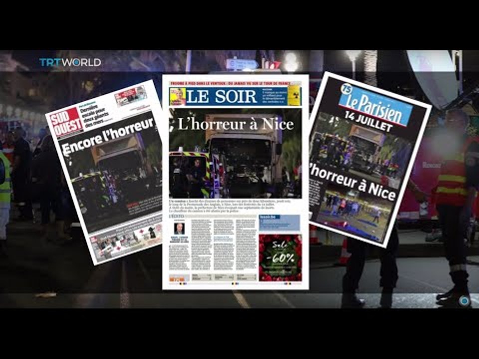 Reaction of French newspapers to the attack in France that killed at least 84