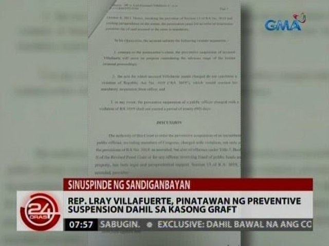 24 Oras: Rep. Lray Villafuerte, pinatawan ng Preventive Suspension dahil sa  kasong Graft - video Dailymotion