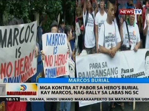 Mga kontra at pabor sa hero's burial kay Marcos, nag-rally sa labas ng SC