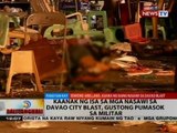 Kaanak ng isa sa mga nasawi sa Davao Blast, gustong pumasok sa militar