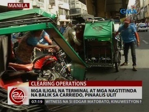 24 Oras: Mga iligal na terminal at mga nagtitinda na balik sa Carriedo, pinaalis ulit
