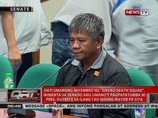 Dating miyembro umano ng DDS, idiniin sina Pres. Duterte at Davao VM Duterte sa kaso ng pagpatay
