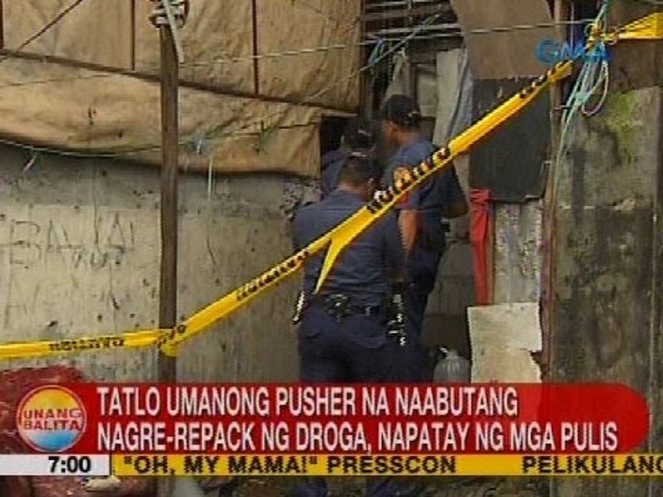 Tatlo umanong pusher na naabutang nagre-repack ng droga, napatay ng mga pulis