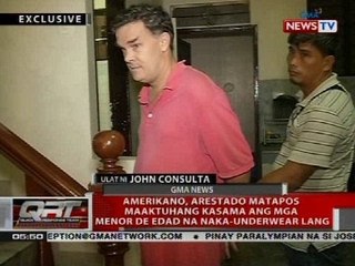 Amerikano, arestado matapos maaktuhang kasama ang mga menor de edad na naka-underwear lang