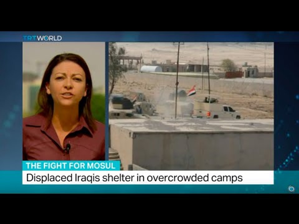 Fight For Mosul: Displaced Iraqis shelter in ov...