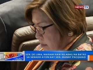 Sen. de Lima, marami raw nilabag na batas sa Senado ayon kay Sen. Manny Pacquiao