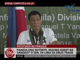 24 Oras: Pangulong Duterte, muling iginiit na sangkot si Sen. De Lima sa drug trade