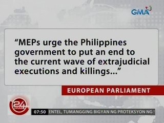24 Oras: European Parliament, nababahala sa dami ng mga namamatay sa anti-drug campaign