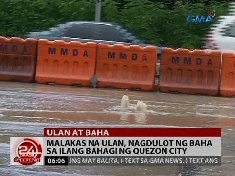 24 Oras: Malakas na ulan, nagdulot ng baha sa ilang bahagi ng Quezon City