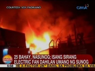 25 bahay, nasunog, isang sirang electric fan dahilan umano ng sunog