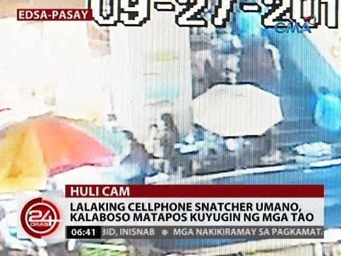 24 Oras: Lalaking cellphone snatcher umano, kalaboso matapos kuyugin ng mga tao