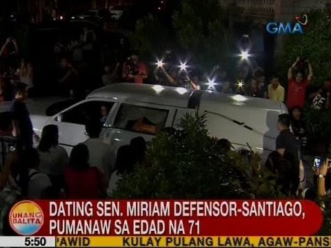 UB: Ex-Sen. Miriam Defensor-Santiago, pumanaw sa edad na 71