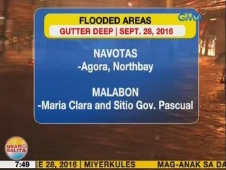 UB: Update sa mga lugar na binabaha as of 7:49 a.m. (Sept. 28, 2016)