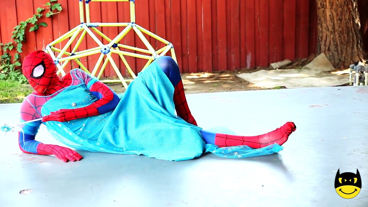 Spiderman TURNS INTO Frozen Elsa and got HURT! w- Joker Hulk Maleficent! Superheroes Toys IRL