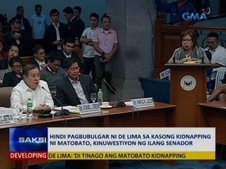 SAKSI: Hindi pagbubulgar ni De Lima sa kasong kidnapping ni Matobato, kinuwestiyon