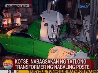 UB: Kotse, nabagsakan ng 3 transformer ng nabaling poste sa Caloocan