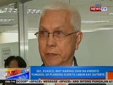 NTG: Sec. Evasco, may narinig daw na kwento tungkol sa planong kudeta vs. Duterte