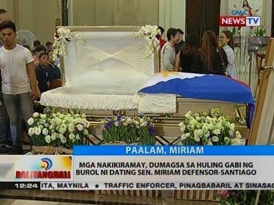 BT: Mga nakikiramay, dumagsa sa huling gabi ng burol ni dating Sen. Miriam Defensor-Santiago