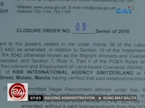 24 Oras: Agency na nagre-recruit umano ng mga OFW abroad kahit 'di lisensyado, ipinasara ng POEA