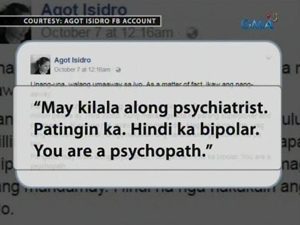 24 Oras: Agot Isidro, tinawag na 'psychopath' s...
