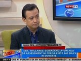 NTG: Sen. Trillanes: Sumasang-ayon ako sa assessment ni FVR sa first 100 days ni Duterte