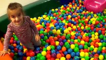 Indoor Playground Show for Kids Many Colored Balls, Slides Children Playing and Having fun Part I