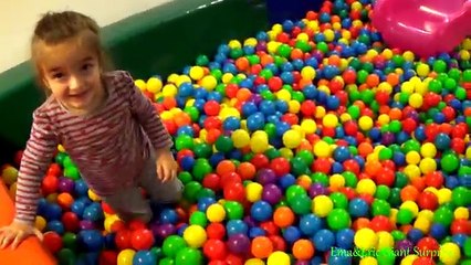 Indoor Playground Show for Kids Many Colored Balls, Slides Children Playing and Having fun Part I