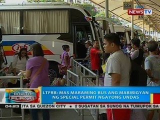 LTFRB: Mas maraming bus ang mabibigyan ng special permit ngayong Undas