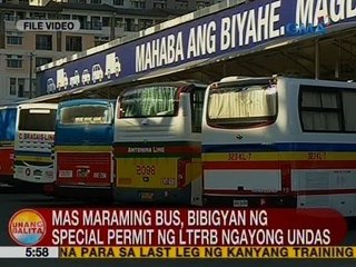 UB: Mas maraming bus, bibigyan ng special permit ng LTFRB ngayong Undas