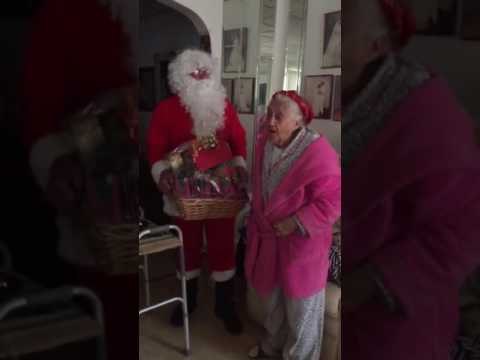Santa Visits Excited Elderly Lady