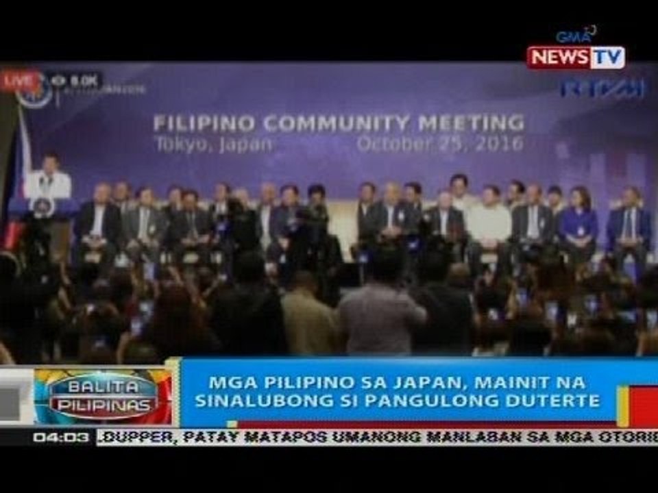 Mga Pilipino sa Japan, mainit na sinalubong si Pangulong Duterte