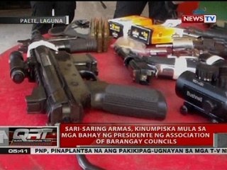 Sari-saring armas, kinumpiska mula sa mga bahay ng presidente ng association of barangay councils