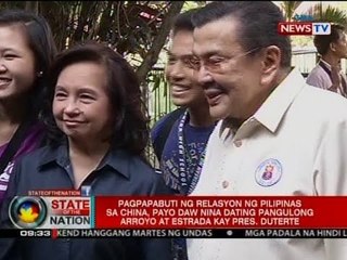 Pagpapabuti ng relasyon ng Phl sa China, payo daw nina Arroyo at Estrada kay Pres. Duterte