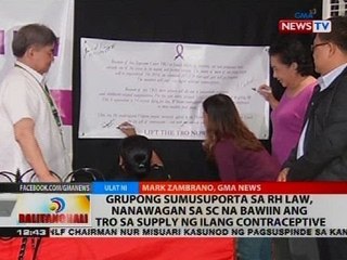 Grupong sumusuporta sa RH law, nanawagan sa SC na bawiin ang TRO sa supply ng ilang contraceptive