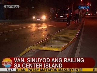 UB: Van, sinuyod ang railing sa center island sa Maynila