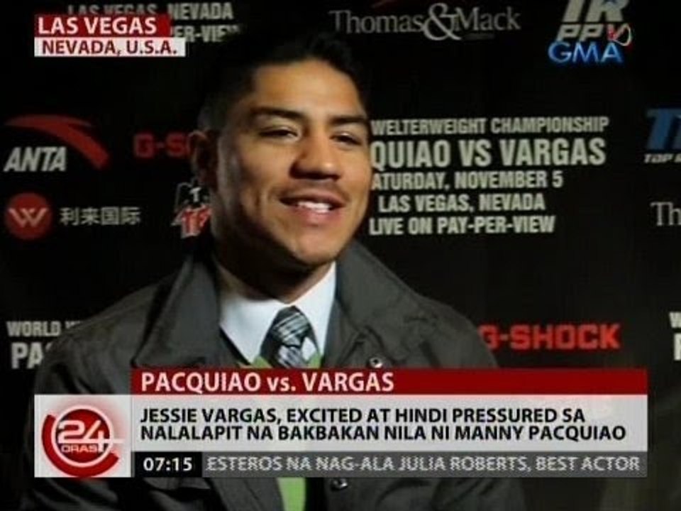 Jessie Vargas, excited at hindi pressured sa nalalapit na  bakbakan nila ni Manny Pacquiao